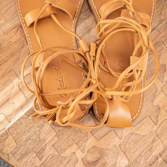 Madewell Women Boardwalk Gladiator Lace Up Sandals Flats Shoes Sz 9.5 - Picture 4 of 5